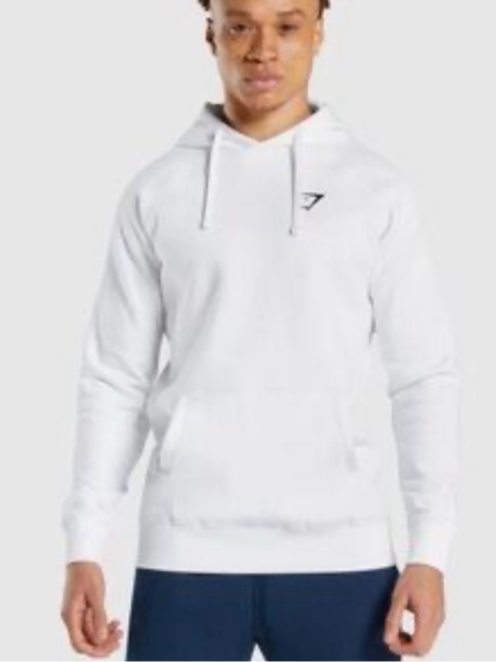 GYMSHARK CREST HOODIE MINIMAL WHITE W/ BLACK LOGO, MENS SZ SMALL